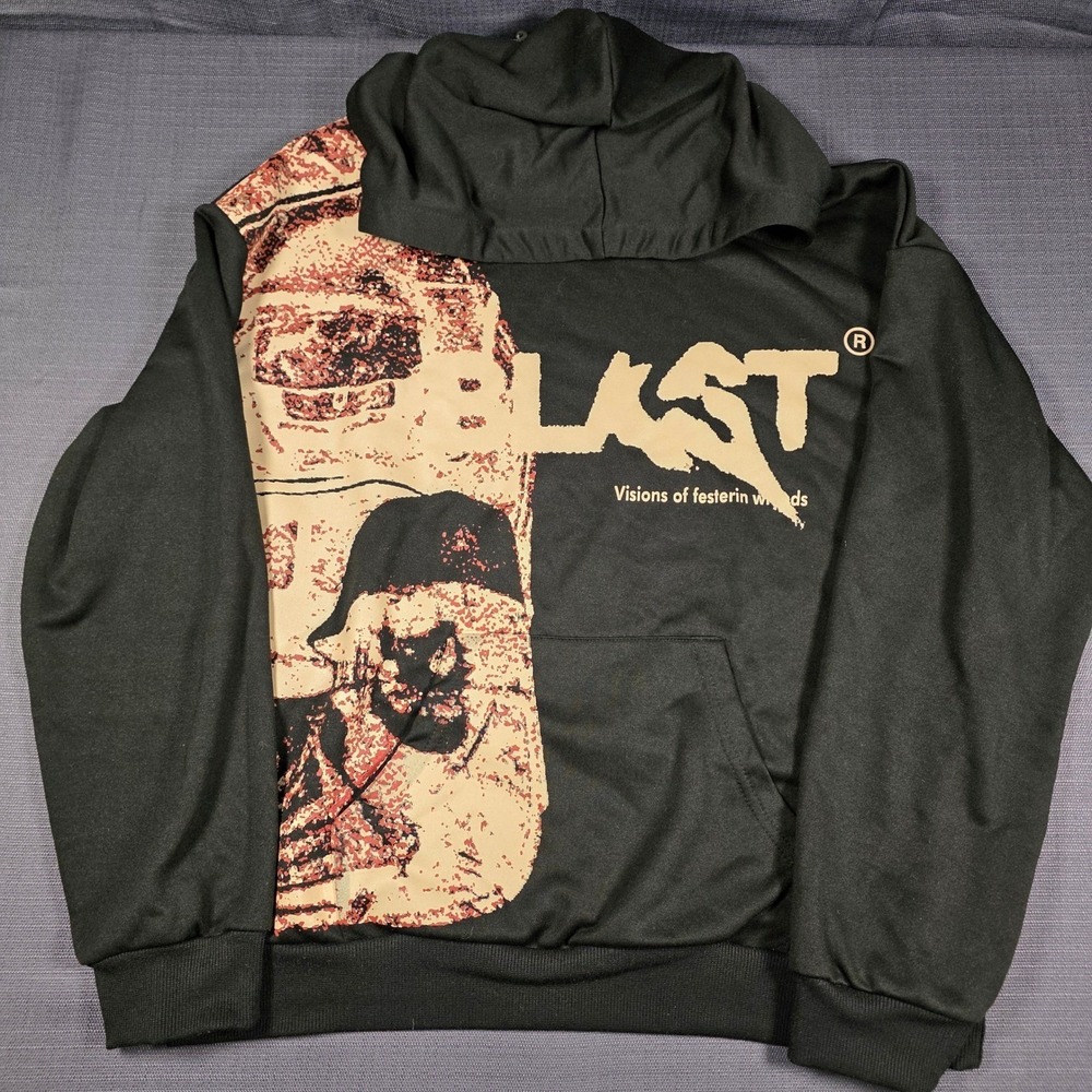 Blast Visions of Festerin Hoodie Mens Medium Black Graphic Streetwear Pullover